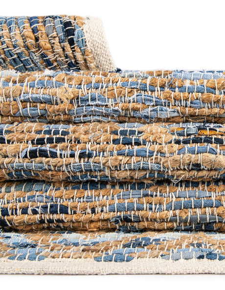 Navy Blue 1' 2 x 10' Chindi Jute Table Runner Area Rug Decorative Dining Room Kitchen All Natural Material Table Cover Interior Design Home Decor Carpet Mat for Sale at Rug Engine