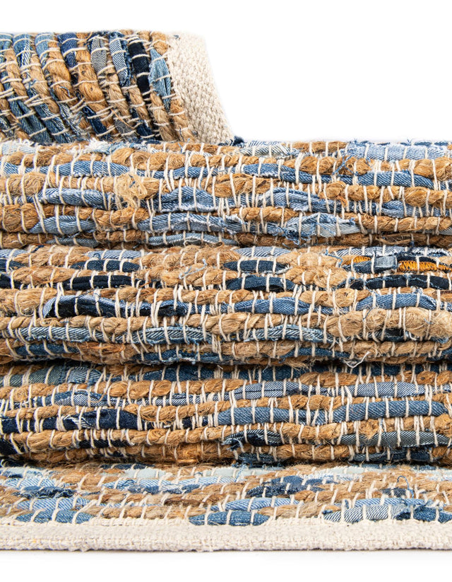 Navy Blue 1' 2 x 10' Chindi Jute Table Runner