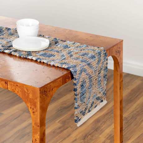 Navy Blue 1' 2 x 10' Chindi Jute Table Runner Area Rug Decorative Dining Room Kitchen All Natural Material Table Cover Interior Design Home Decor Carpet Mat for Sale at Rug Engine