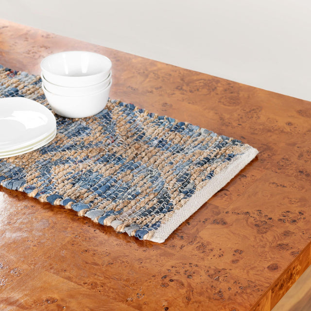 Navy Blue 1' 2 x 10' Chindi Jute Table Runner