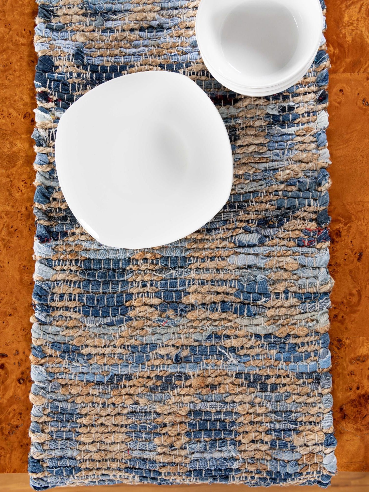 Navy Blue 1' 2 x 10' Chindi Jute Table Runner Area Rug Decorative Dining Room Kitchen All Natural Material Table Cover Interior Design Home Decor Carpet Mat for Sale at Rug Engine