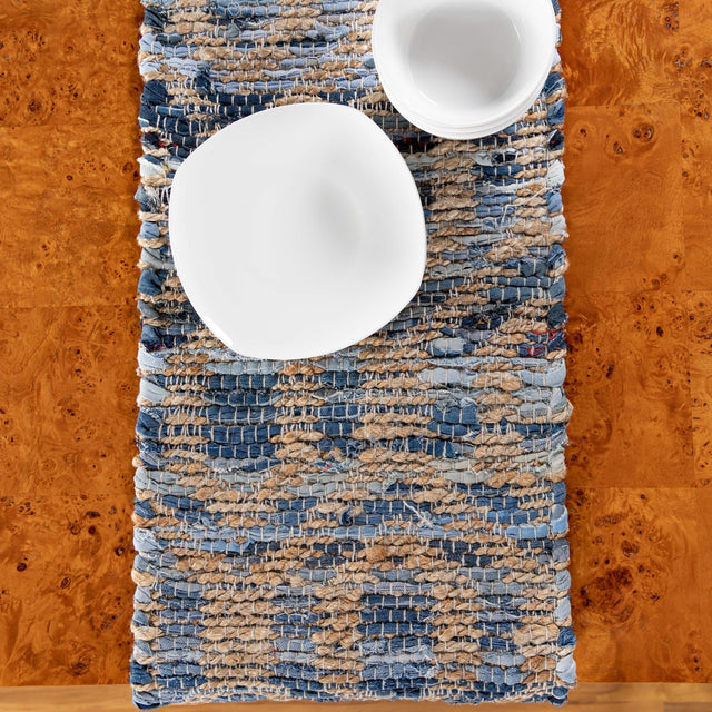 Navy Blue 1' 2 x 10' Chindi Jute Table Runner