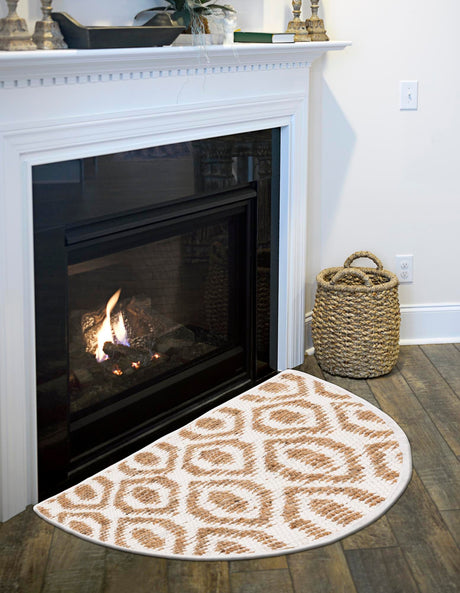 White 2' 2 x 3' 7 Chindi Jute Hearth Half-Round Semicircle Area Rug Interior Design Home Decor Carpet Mat for Sale at Rug Engine