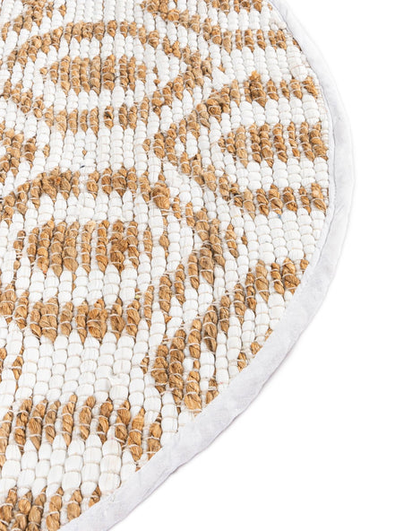 White 2' 2 x 3' 7 Chindi Jute Hearth Half-Round Semicircle Area Rug Interior Design Home Decor Carpet Mat for Sale at Rug Engine