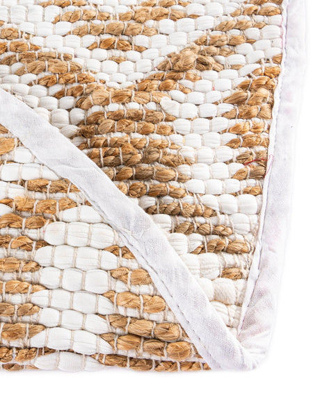 White 2' 2 x 3' 7 Chindi Jute Hearth Half-Round Semicircle Area Rug Interior Design Home Decor Carpet Mat for Sale at Rug Engine