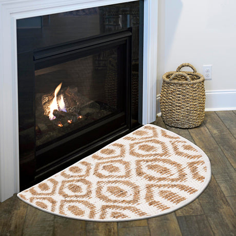 White 2' 2 x 3' 7 Chindi Jute Hearth Half-Round Semicircle Area Rug Interior Design Home Decor Carpet Mat for Sale at Rug Engine