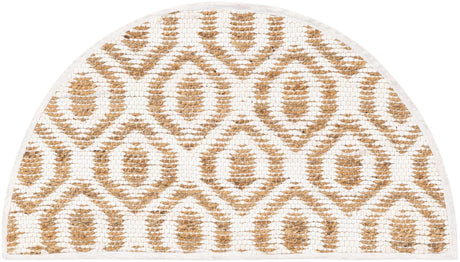 White 2' 2 x 4' Chindi Jute Semicircle Hearth Rug