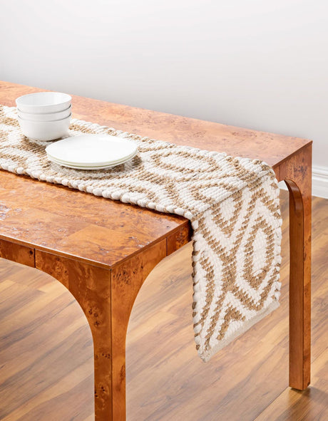 White 1' 2 x 5' 1 Chindi Jute Table Runner