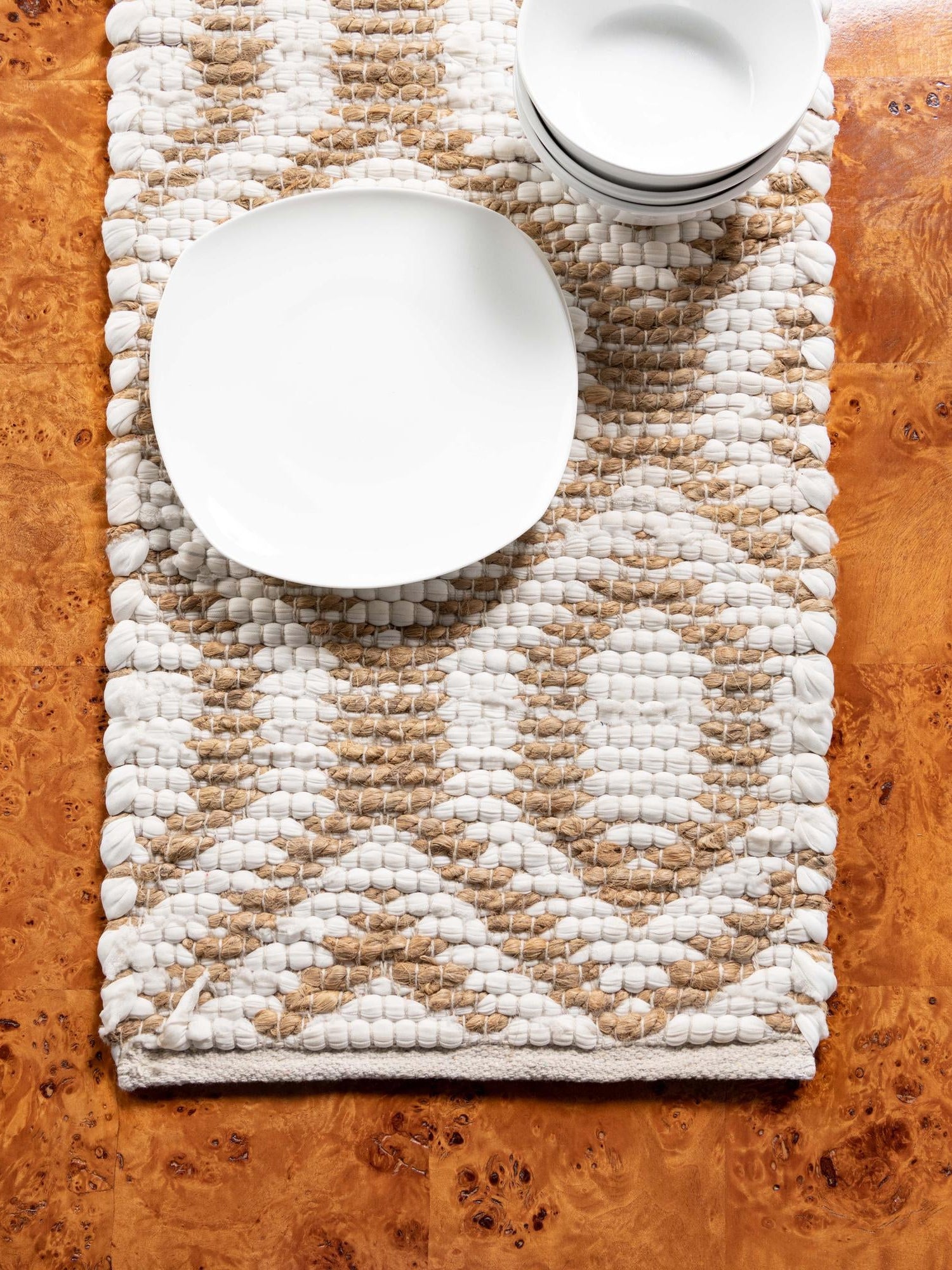 White 1' 2 x 6' 1 Chindi Jute Table Runner Area Rug Decorative Dining Room Kitchen All Natural Material Table Cover Interior Design Home Decor Carpet Mat for Sale at Rug Engine