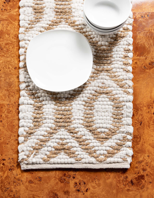 White 1' 2 x 5' 1 Chindi Jute Table Runner