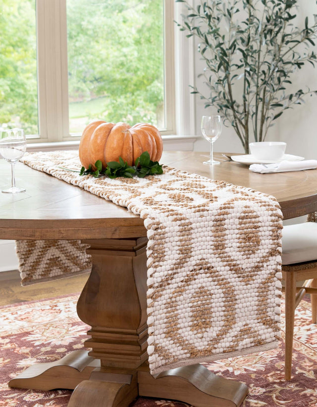 White 1' 2 x 5' 1 Chindi Jute Table Runner