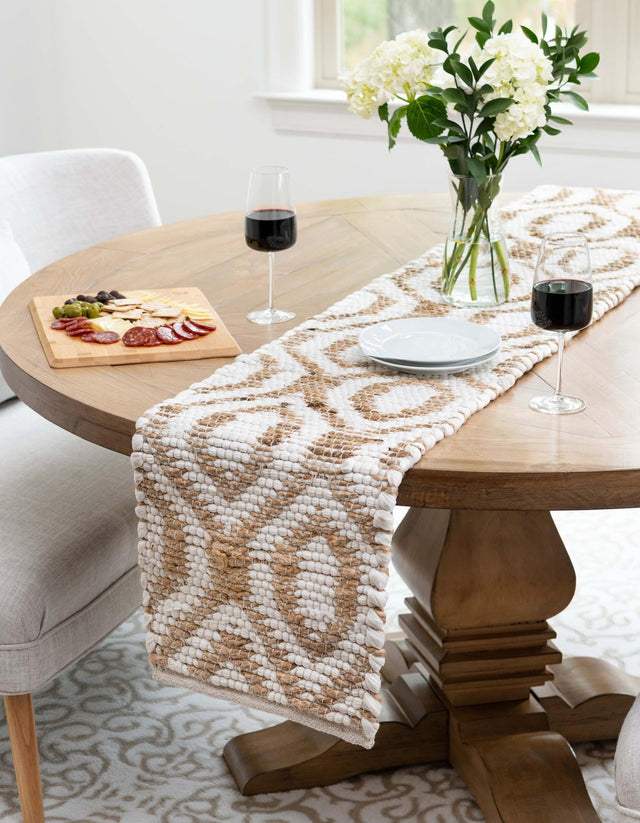White 1' 2 x 5' 1 Chindi Jute Table Runner