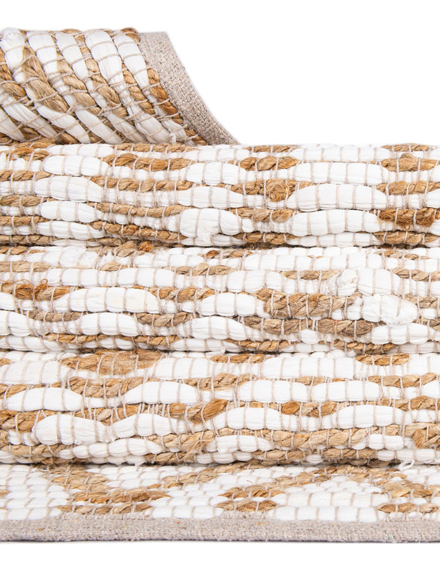 White 1' 2 x 10' Chindi Jute Table Runner