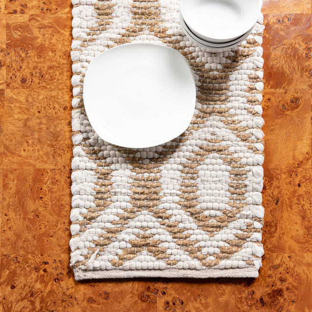 White 1' 2 x 6' 1 Chindi Jute Table Runner
