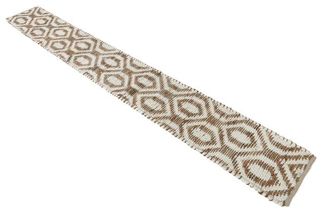White 1' 2 x 10' Chindi Jute Table Runner