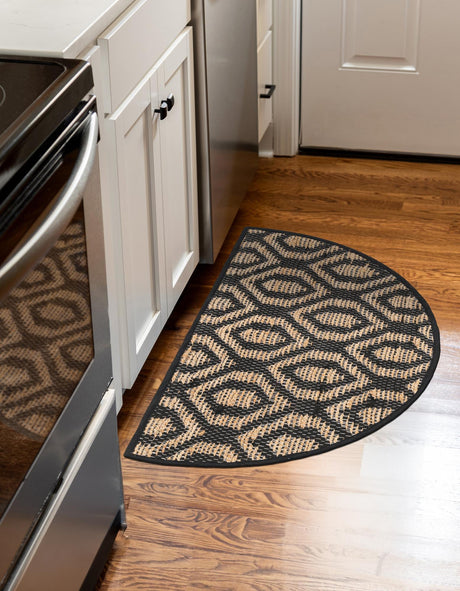 Black Natural 2' 2 x 3' 7 Chindi Jute Hearth Half-Round Semicircle Area Rug Interior Design Home Decor Carpet Mat for Sale at Rug Engine