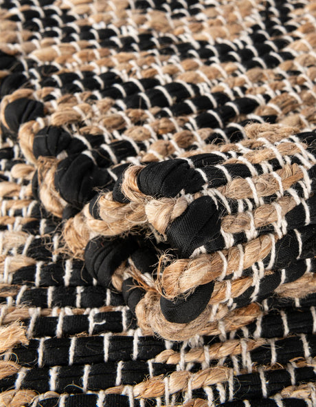 Black Natural 2' 2 x 3' 7 Chindi Jute Hearth Half-Round Semicircle Area Rug Interior Design Home Decor Carpet Mat for Sale at Rug Engine