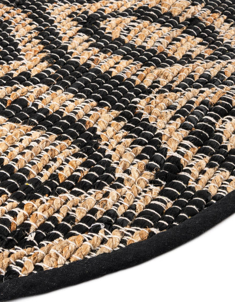 Black Natural 2' 2 x 3' 7 Chindi Jute Hearth Half-Round Semicircle Area Rug Interior Design Home Decor Carpet Mat for Sale at Rug Engine