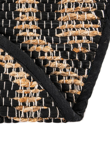 Black Natural 2' 2 x 3' 7 Chindi Jute Hearth Half-Round Semicircle Area Rug Interior Design Home Decor Carpet Mat for Sale at Rug Engine