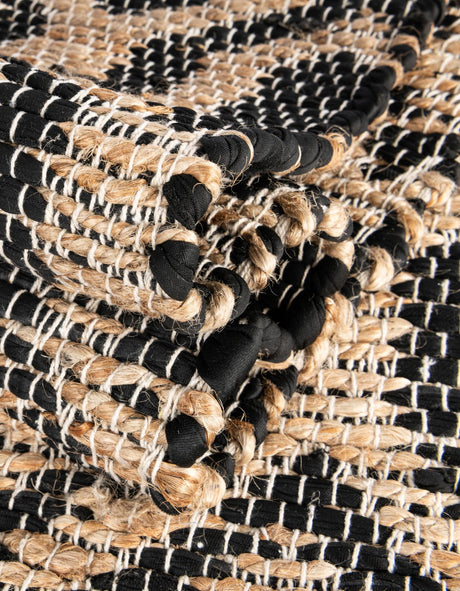 Black Natural 2' 2 x 3' 7 Chindi Jute Hearth Half-Round Semicircle Area Rug Interior Design Home Decor Carpet Mat for Sale at Rug Engine