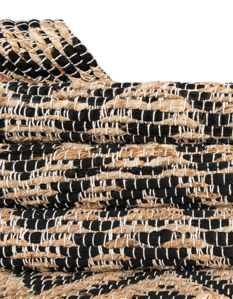 Black Natural 2' 2 x 3' 7 Chindi Jute Hearth Half-Round Semicircle Area Rug Interior Design Home Decor Carpet Mat for Sale at Rug Engine