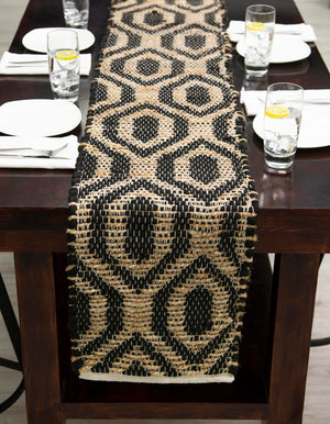 Black 1' 2 x 10' Chindi Jute Table Runner