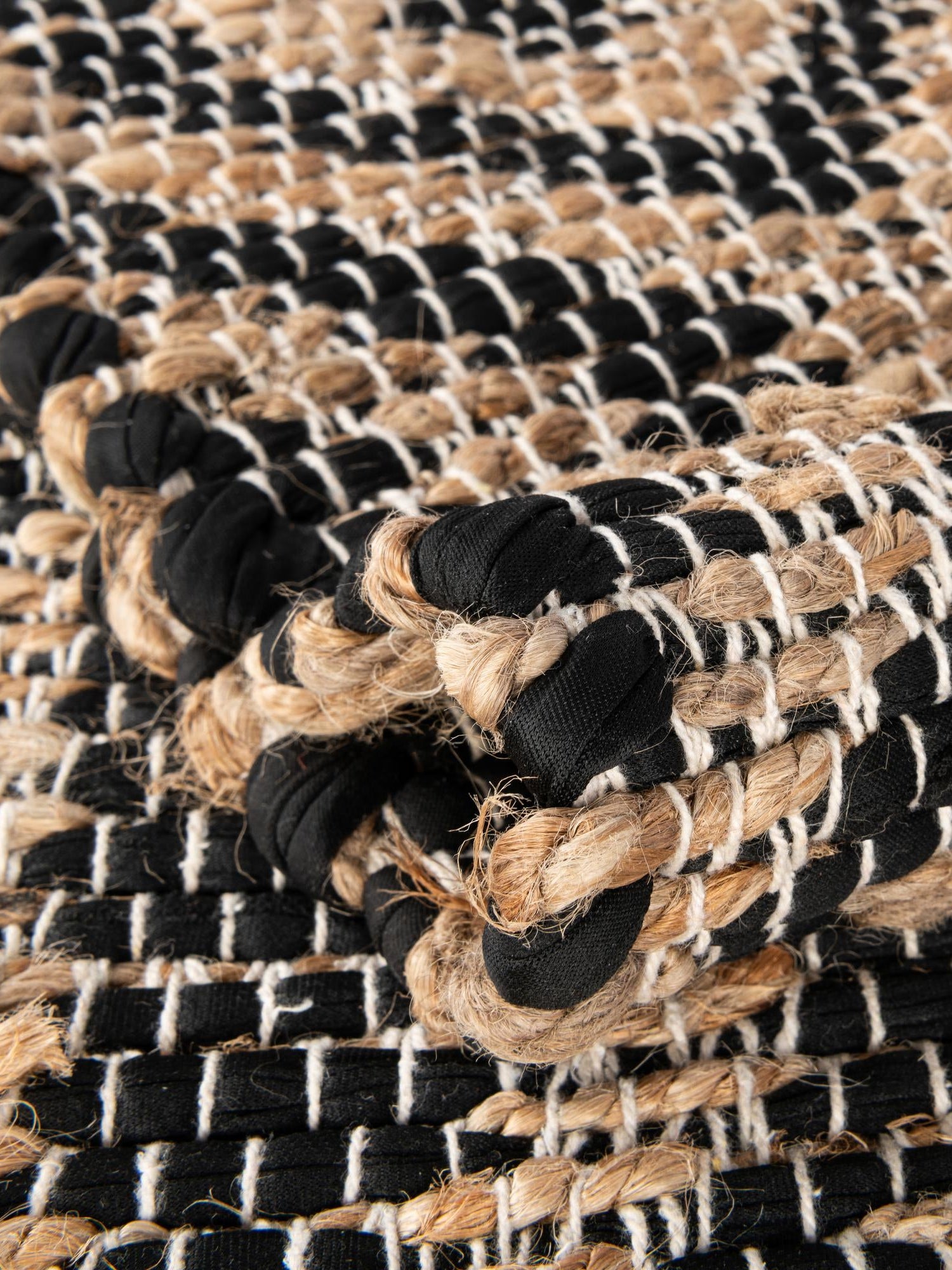 Black 1' 2 x 5' 1 Chindi Jute Table Runner Area Rug Decorative Dining Room Kitchen All Natural Material Table Cover Interior Design Home Decor Carpet Mat for Sale at Rug Engine