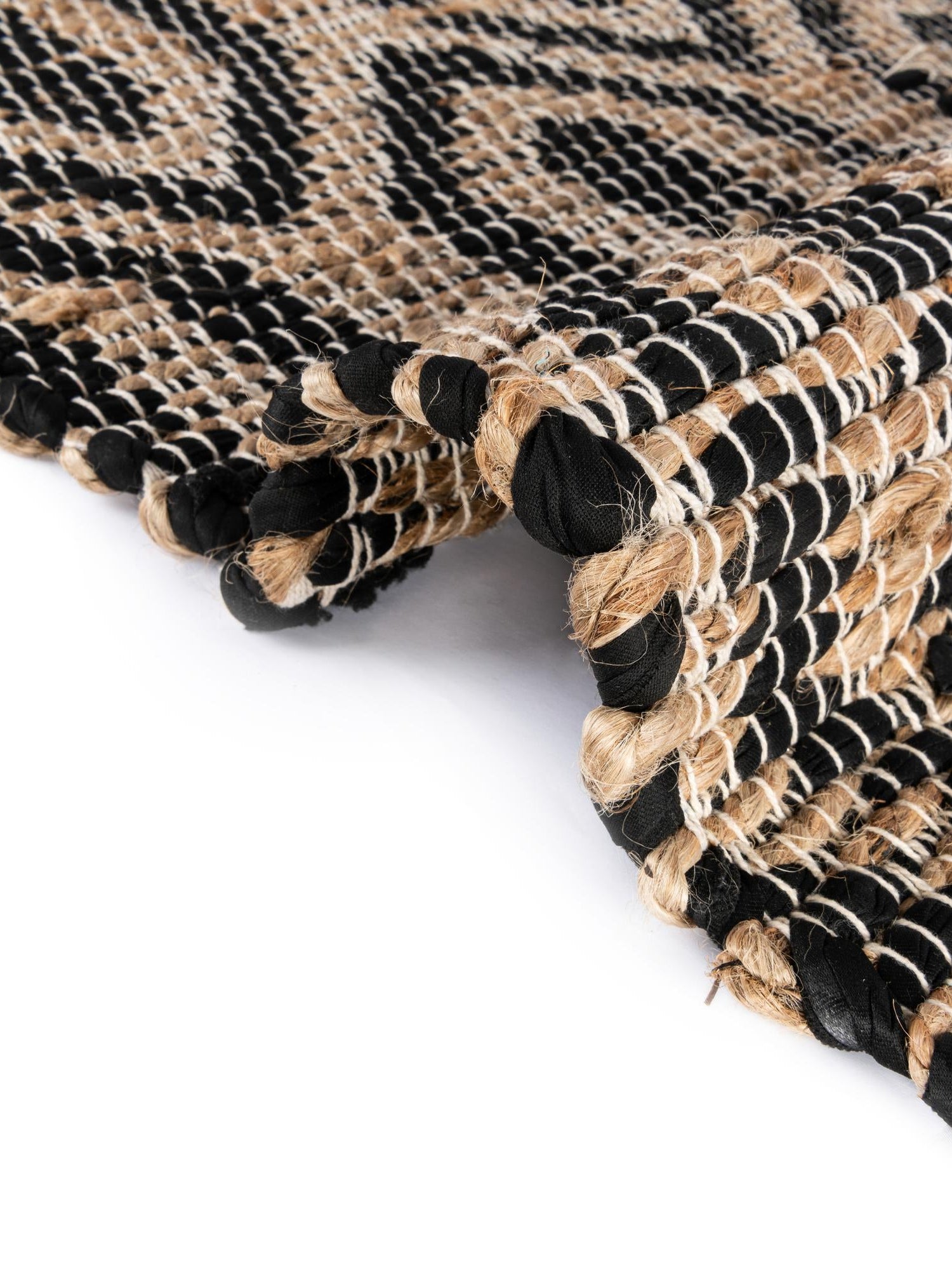 Black 1' 2 x 10' Chindi Jute Table Runner Area Rug Decorative Dining Room Kitchen All Natural Material Table Cover Interior Design Home Decor Carpet Mat for Sale at Rug Engine