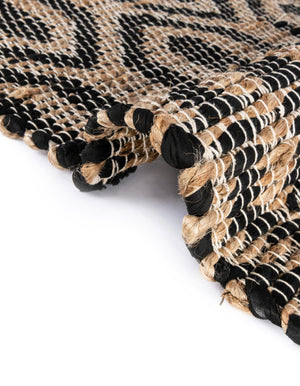Black 1' 2 x 10' Chindi Jute Table Runner