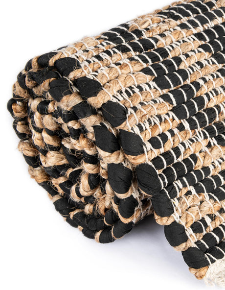 Black 1' 2 x 5' 1 Chindi Jute Table Runner Area Rug Decorative Dining Room Kitchen All Natural Material Table Cover Interior Design Home Decor Carpet Mat for Sale at Rug Engine