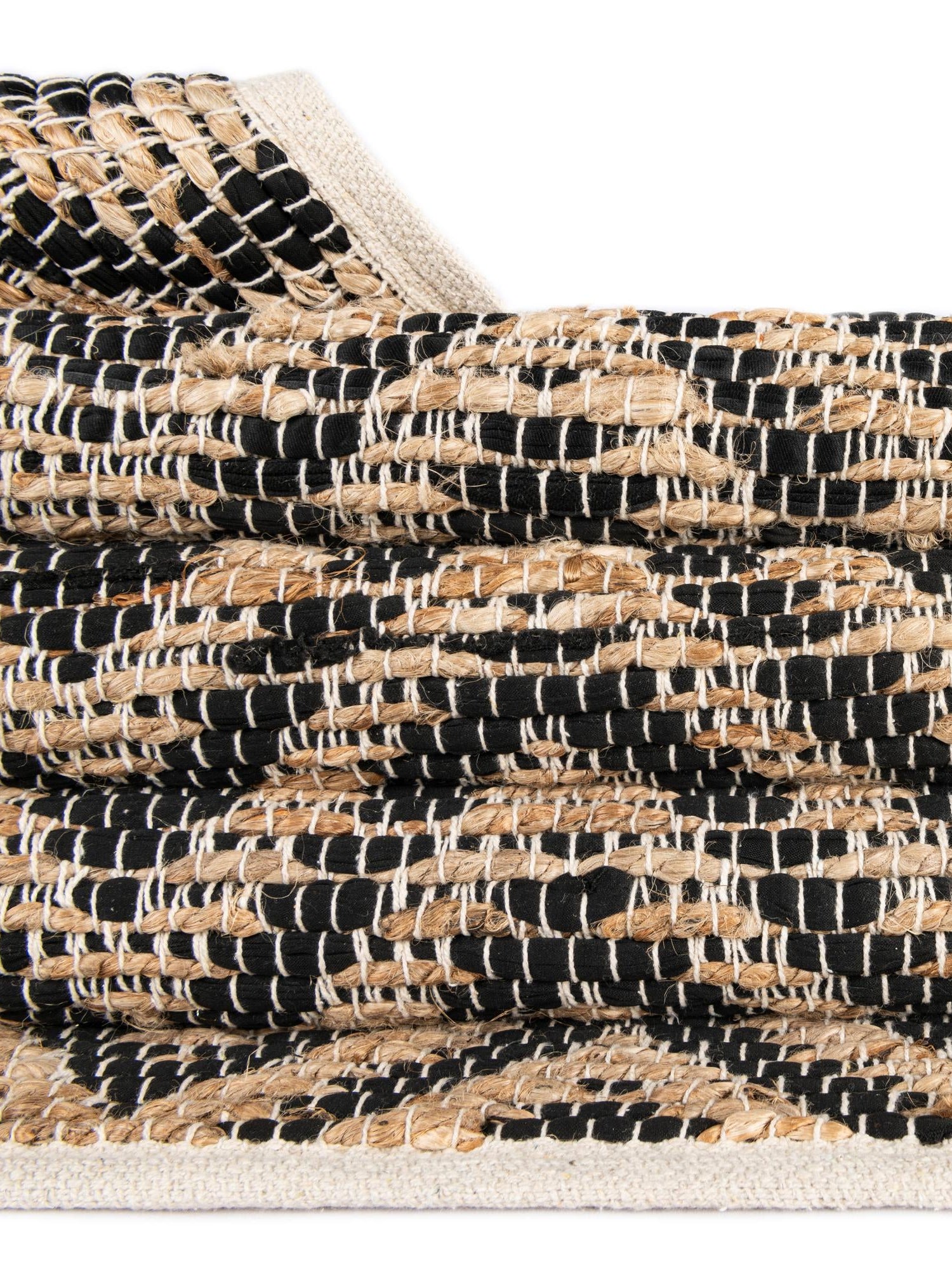 Black 1' 2 x 6' 1 Chindi Jute Table Runner Area Rug Decorative Dining Room Kitchen All Natural Material Table Cover Interior Design Home Decor Carpet Mat for Sale at Rug Engine