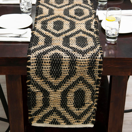 Black 1' 2 x 8' Chindi Jute Table Runner Area Rug Decorative Dining Room Kitchen All Natural Material Table Cover Interior Design Home Decor Carpet Mat for Sale at Rug Engine