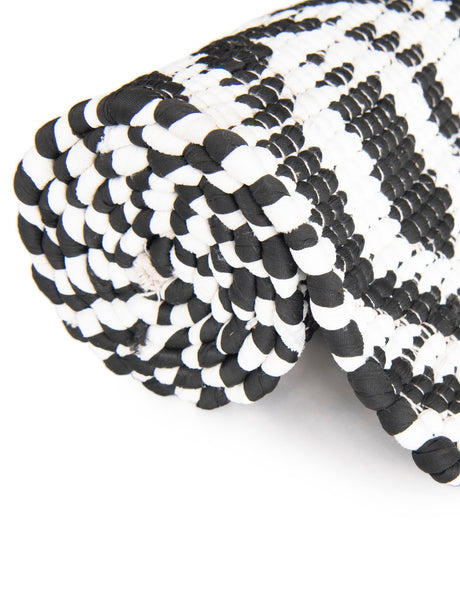 Black and White 2' 2 x 3' 7 Chindi Jute Hearth Half-Round Semicircle Area Rug Interior Design Home Decor Carpet Mat for Sale at Rug Engine
