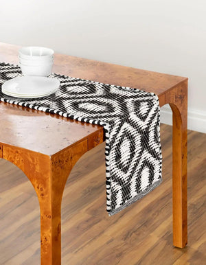 Black and White 1' 2 x 6' 1 Chindi Jute Table Runner