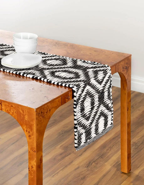 Black and White 1' 2 x 6' 1 Chindi Jute Table Runner