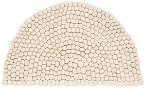 Ivory 2' 2 x 3' 7 Felt Ball Hearth Half-Round Semicircle Area Rug Stunning All Natural 100% Wool Luxury Hand Woven Carpet for Modern Home Interiors Soft Touch Marshmallow Rug for Sale at Rug Engine