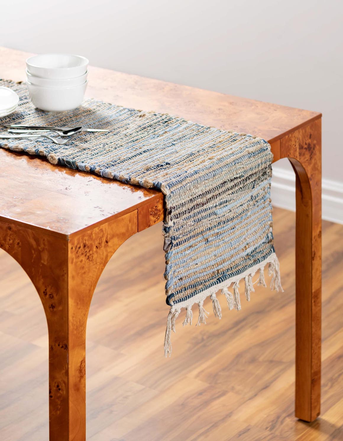 Blue 1' 2 x 6' 1 Chindi Jute Runner Area Rug Decorative Dining Room Kitchen All Natural Material Table Cover Interior Design Home Decor Carpet Mat for Sale at Rug Engine