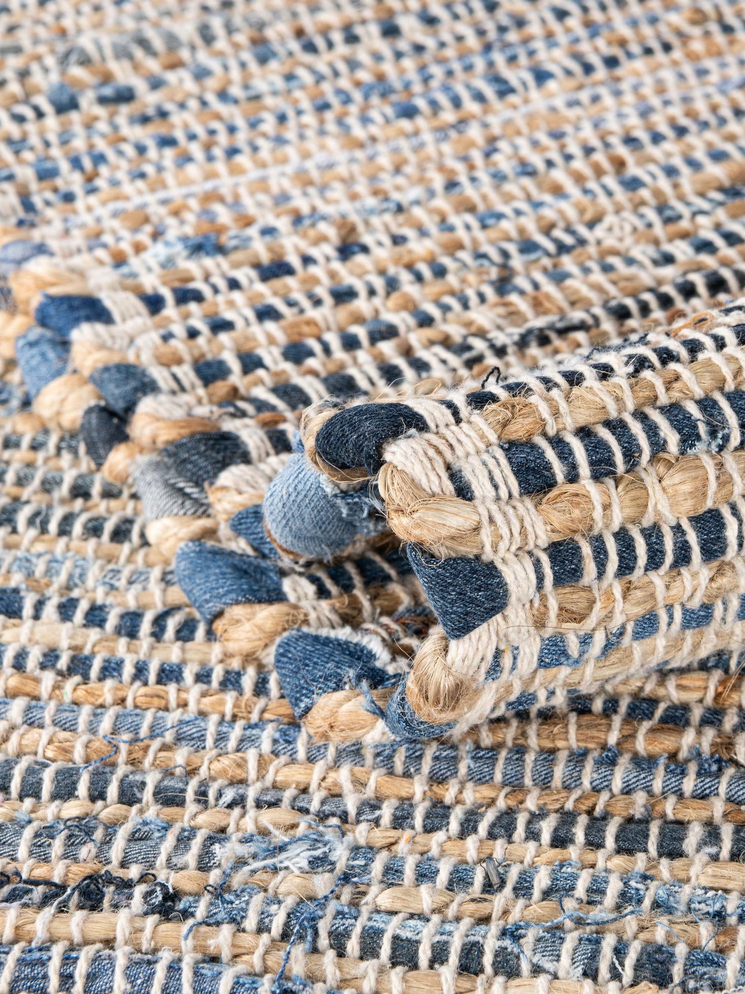 Blue 1' 2 x 10' Chindi Jute Table Runner Area Rug Decorative Dining Room Kitchen All Natural Material Table Cover Interior Design Home Decor Carpet Mat for Sale at Rug Engine