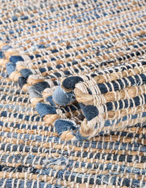 Blue 1' 2 x 5' 1 Chindi Jute Table Runner