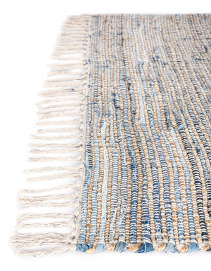 Blue 1' 2 x 5' 1 Chindi Jute Table Runner