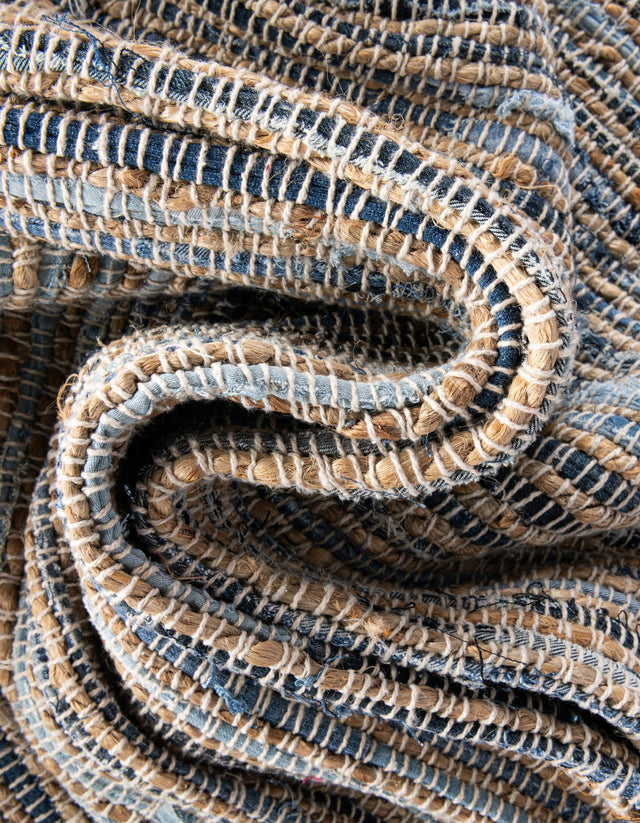 Blue 1' 2 x 5' 1 Chindi Jute Table Runner