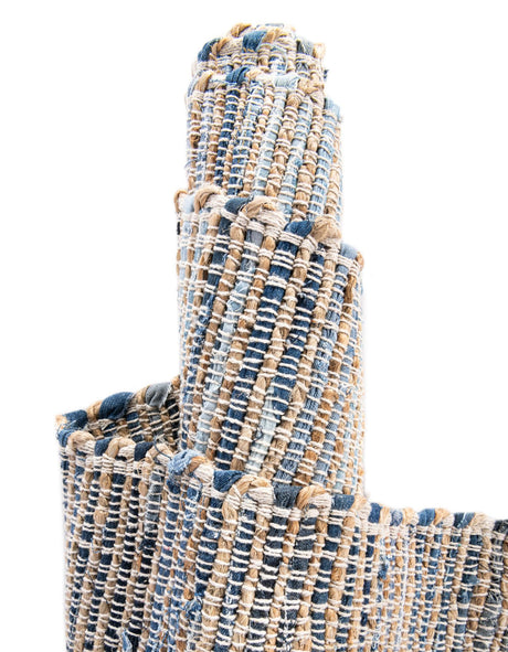 Blue 1' 2 x 5' 1 Chindi Jute Table Runner Area Rug Decorative Dining Room Kitchen All Natural Material Table Cover Interior Design Home Decor Carpet Mat for Sale at Rug Engine