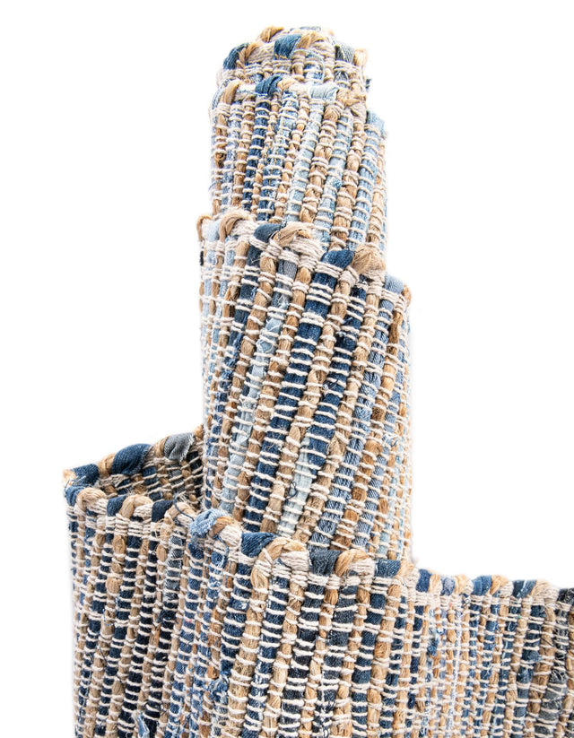 Blue 1' 2 x 5' 1 Chindi Jute Table Runner