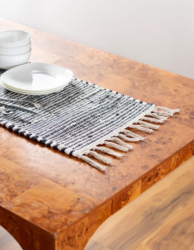 Navy Blue 1' 2 x 10' Chindi Jute Table Runner