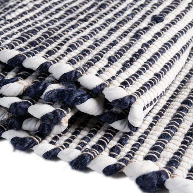 Navy Blue 1' 2 x 10' Chindi Jute Table Runner