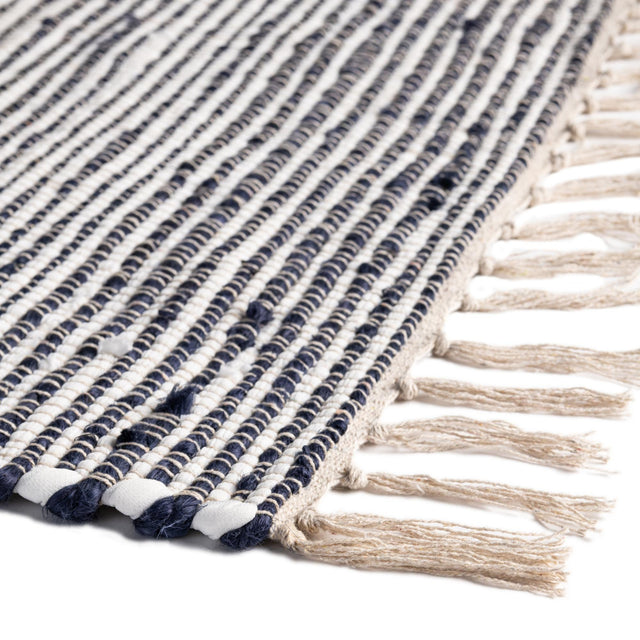 Navy Blue 1' 2 x 10' Chindi Jute Table Runner