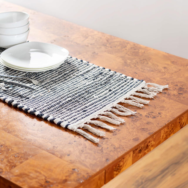 Navy Blue 1' 2 x 6' 1 Chindi Jute Table Runner