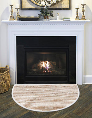 Natural 2' 2 x 4' Chindi Jute Semicircle Hearth Rug