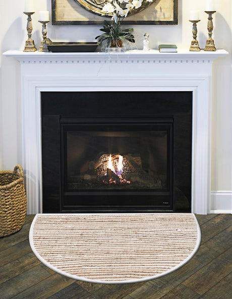Natural 2' 2 x 4' Chindi Jute Semicircle Hearth Rug