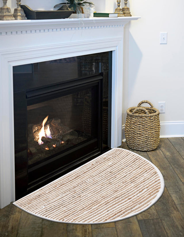 Natural 2' 2 x 4' Chindi Jute Semicircle Hearth Rug